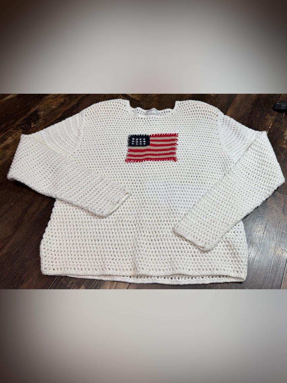 Vintage 1999 Christopher & Banks Knitted USA Flag Sweater Size XL